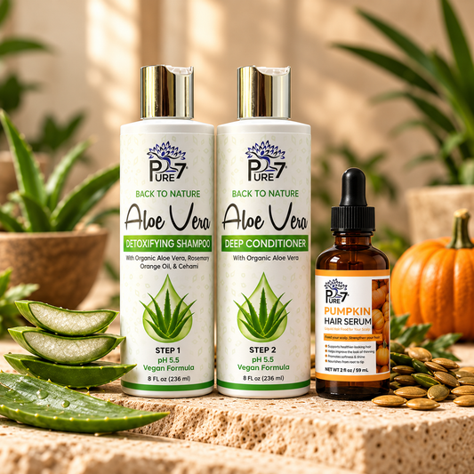Scalp Rehab Bundle – Aloe Vera Shampoo, Deep Conditioner & Pumpkin Hair Serum for Scalp Recovery and Hair Growth