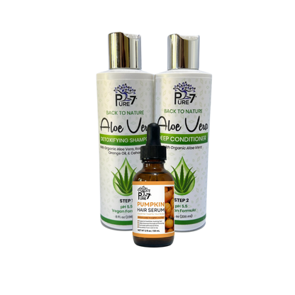 Scalp Rehab Bundle – Aloe Vera Shampoo, Deep Conditioner & Pumpkin Hair Serum for Scalp Recovery and Hair Growth